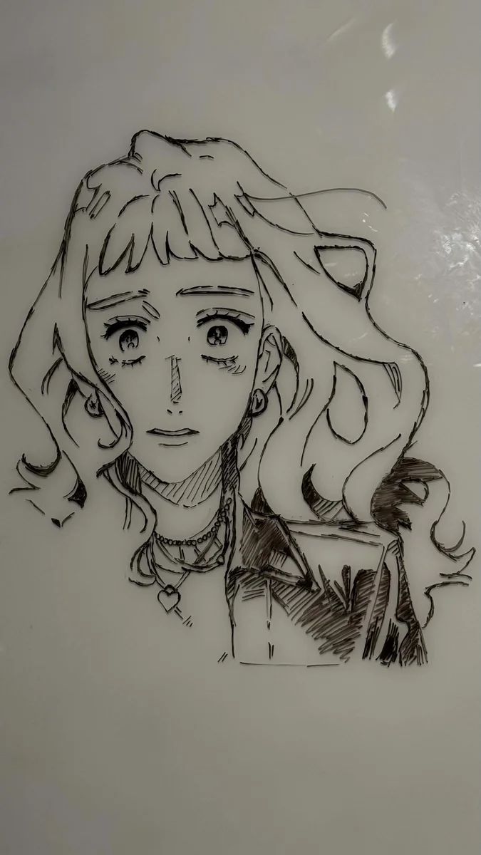 Marker doodle of Aya on a whiteboard